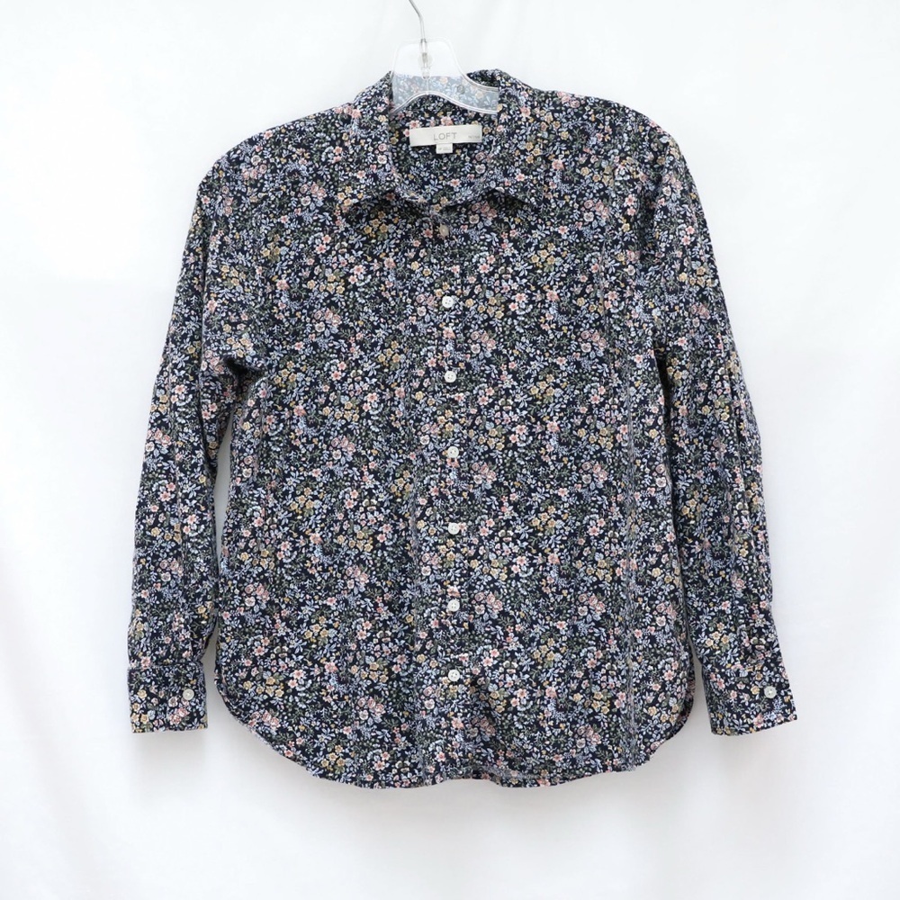 LOFT women's shirt ditsy floral print liberty fairycore petite medium MP loose